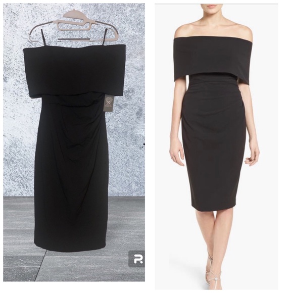 NWT Vince Camuto Popover Cocktail Dress Black Size 6 - Picture 2 of 10